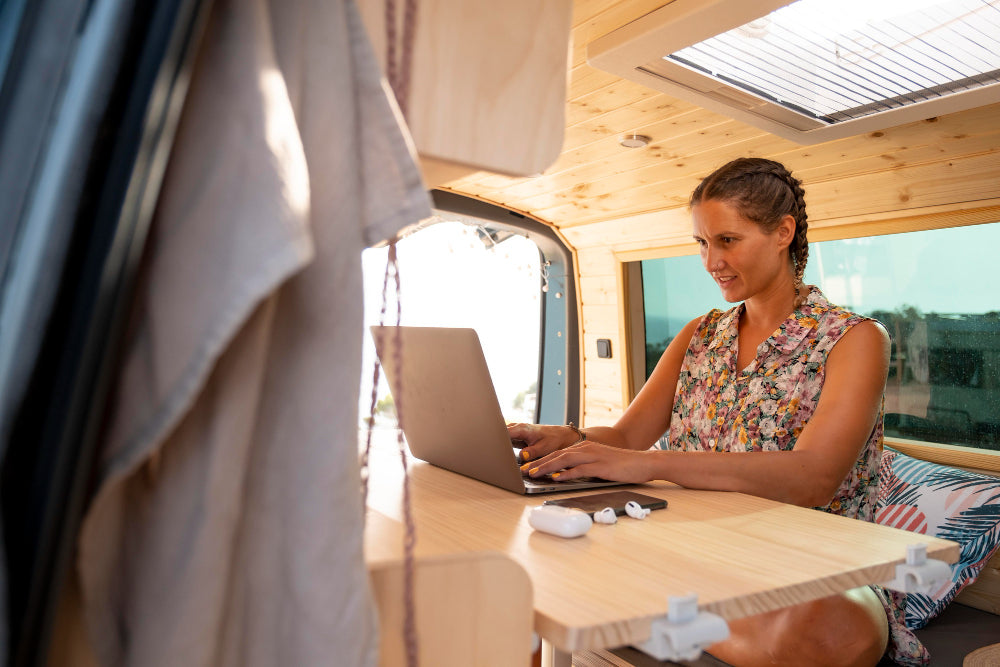 working from a campervan