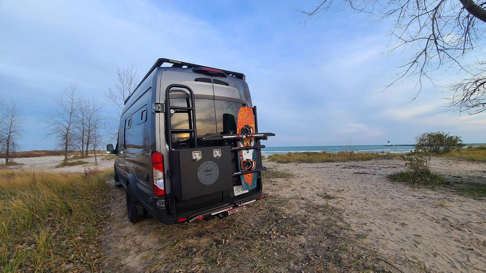 Classic Design Rover Vans Tire Carrier & Ladder Combo for Ford Transit