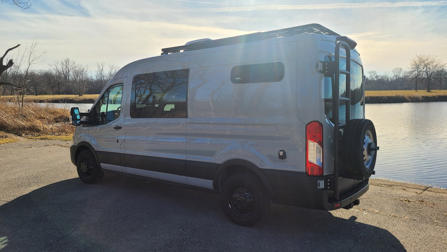 Classic Design Rover Vans Tire Carrier & Ladder Combo for Ford Transit