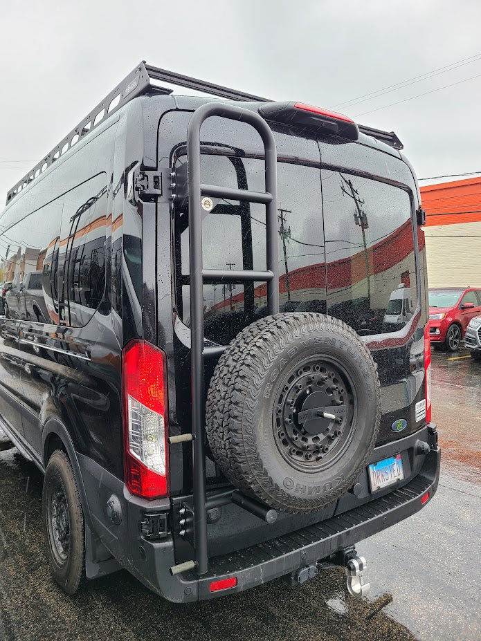 Classic Design Rover Vans Tire Carrier & Ladder Combo for Ford Transit