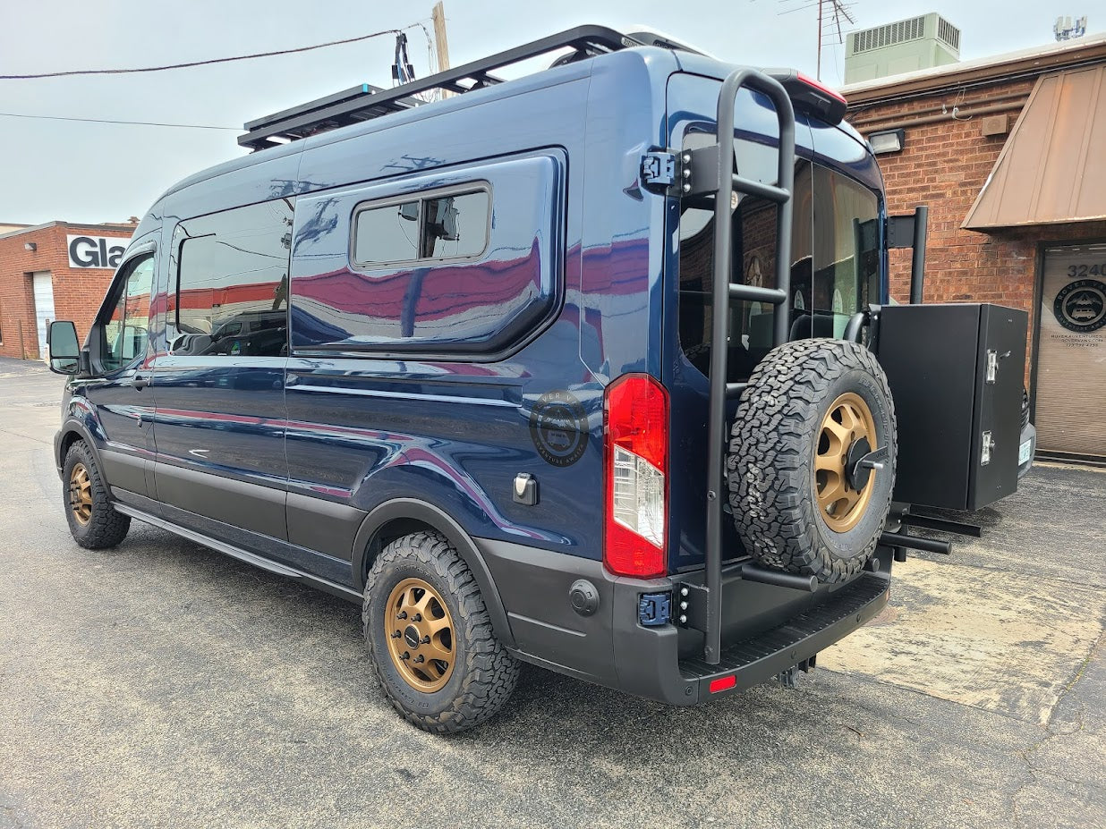 Classic Design Rover Vans Tire Carrier & Ladder Combo for Ford Transit
