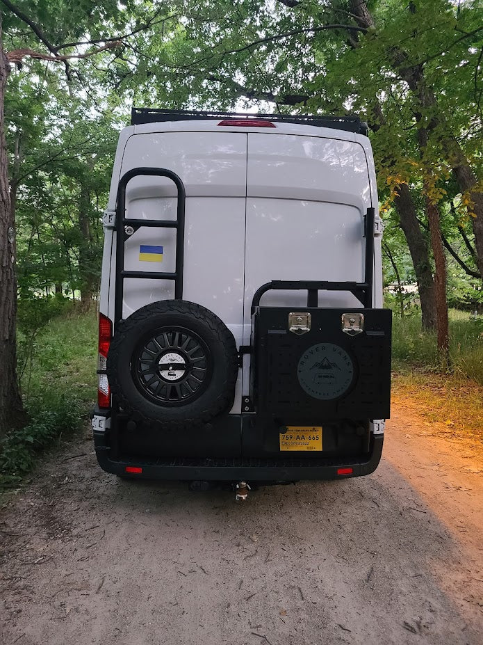 Classic Design Rover Vans Tire Carrier & Ladder Combo for Ford Transit