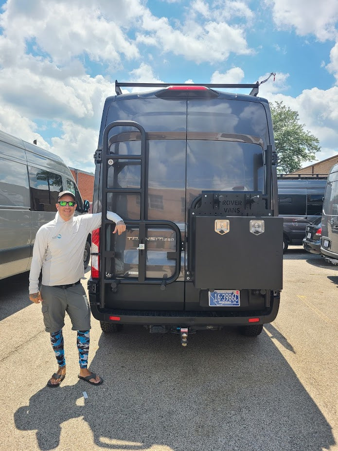 Classic Design Rover Vans Tire Carrier & Ladder Combo for Ford Transit