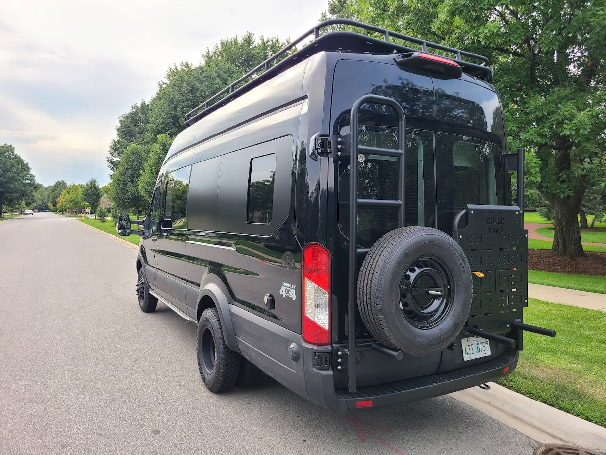 Classic Design Rover Vans Tire Carrier & Ladder Combo for Ford Transit