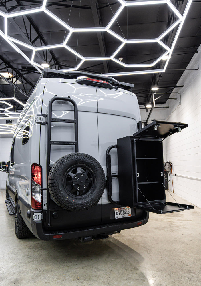 2025 Design Rover Vans Tire Carrier & Ladder Combo for Ford Transit