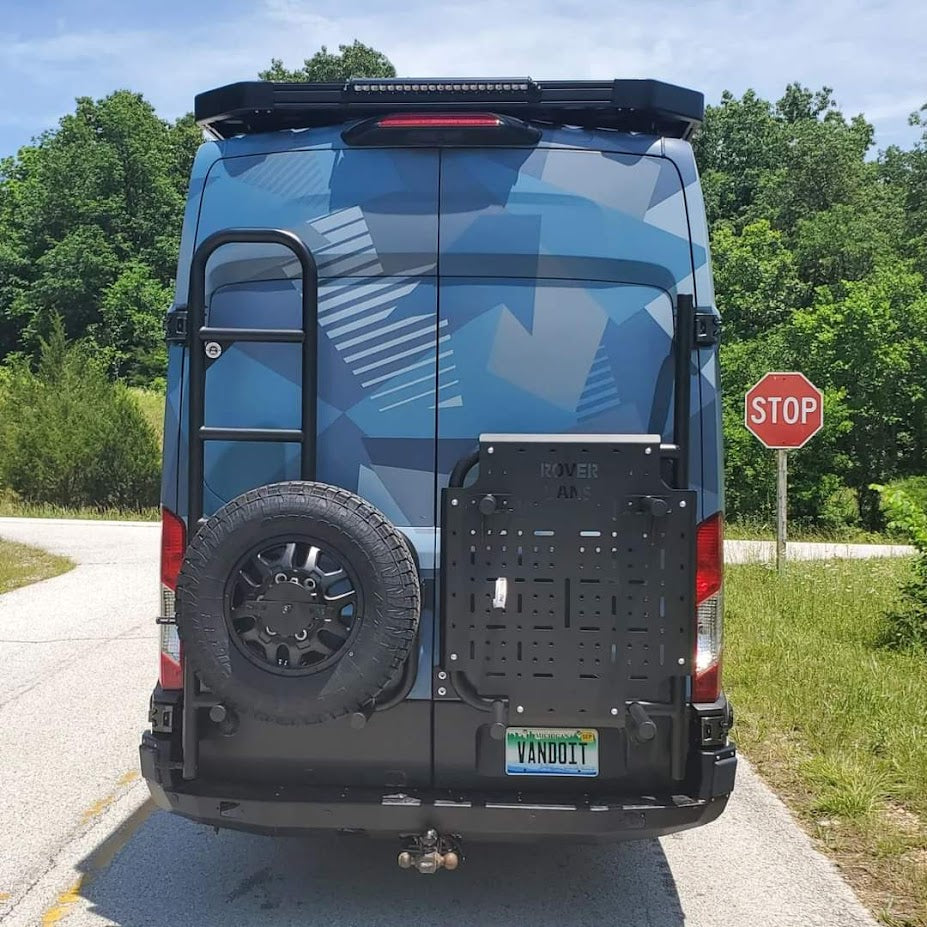 Classic Design Rover Vans Tire Carrier & Ladder Combo for Ford Transit