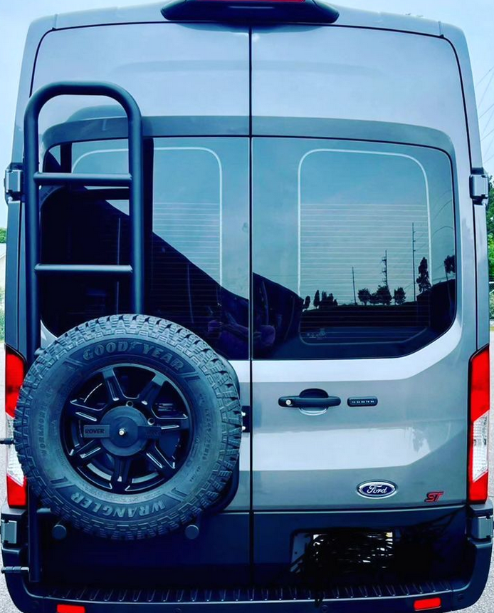 Classic Design Rover Vans Tire Carrier & Ladder Combo for Ford Transit