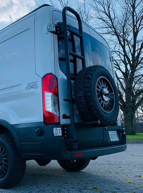 Classic Design Rover Vans Tire Carrier & Ladder Combo for Ford Transit
